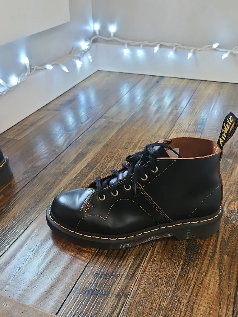 Dr. Martens‎ Black Leather Chukka Boots with Yellow Stitching